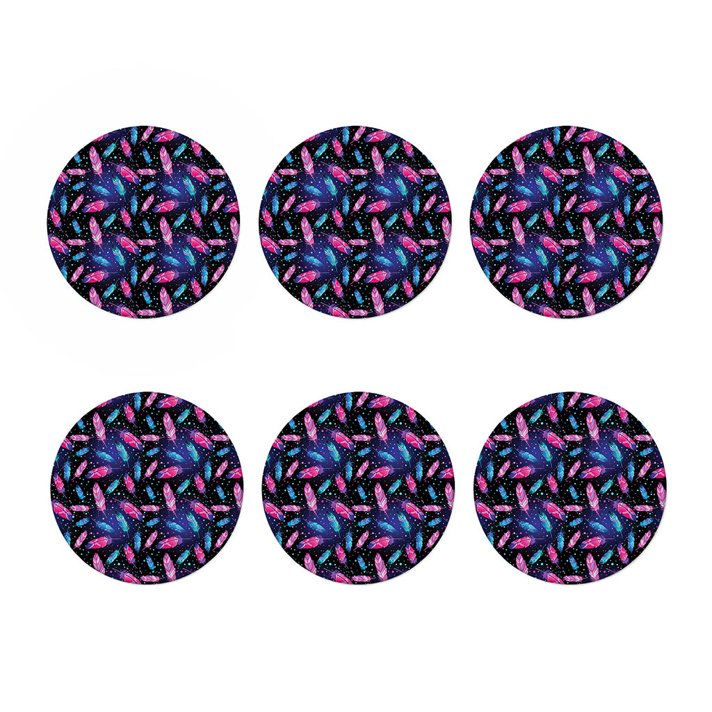 Native Feather Pattern Print Coaster Set