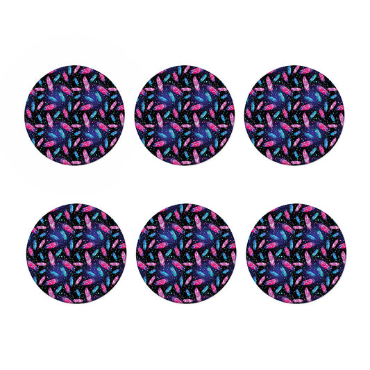 Native Feather Pattern Print Coaster Set