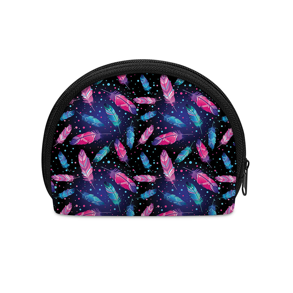 Native Feather Pattern Print Coin Purse