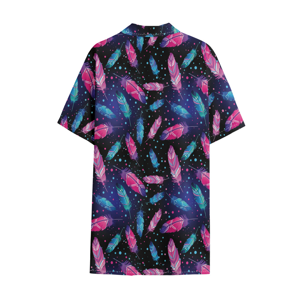 Native Feather Pattern Print Cotton Hawaiian Shirt