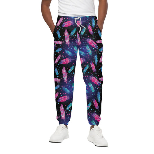 Native Feather Pattern Print Cotton Pants