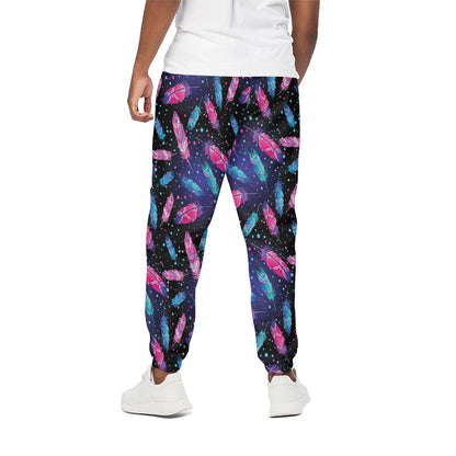 Native Feather Pattern Print Cotton Pants