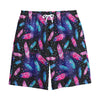 Native Feather Pattern Print Cotton Shorts