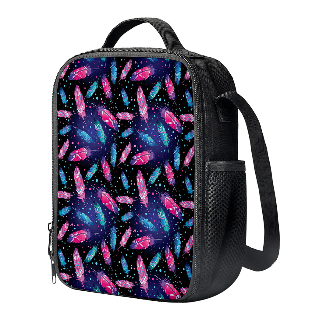 Native Feather Pattern Print Crossbody Lunch Bag