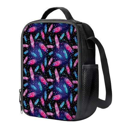 Native Feather Pattern Print Crossbody Lunch Bag