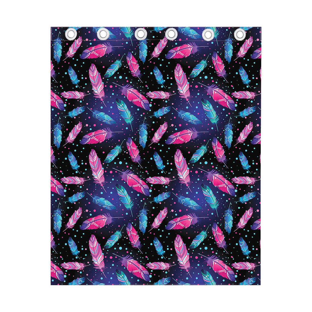 Native Feather Pattern Print Curtain