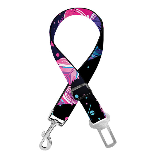 Native Feather Pattern Print Dog Seat Belt