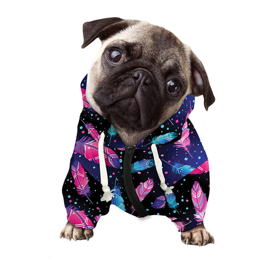 Native Feather Pattern Print Dog Zip Up Hoodie
