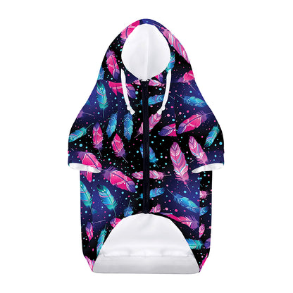 Native Feather Pattern Print Dog Zip Up Hoodie