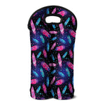 Native Feather Pattern Print Double Neoprene Wine Tote