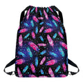 Native Feather Pattern Print Drawstring Backpack