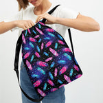 Native Feather Pattern Print Drawstring Backpack