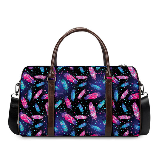 Native Feather Pattern Print Duffle Bag