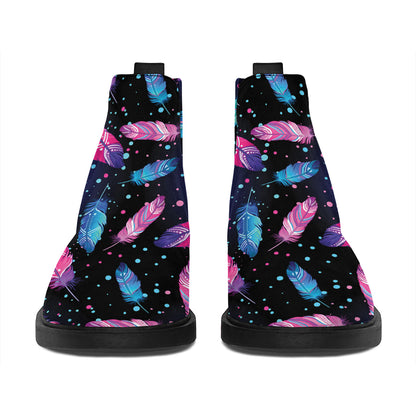 Native Feather Pattern Print Flat Ankle Boots