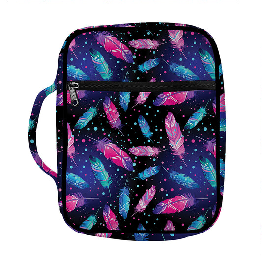 Native Feather Pattern Print Front Pocket Bible Bag
