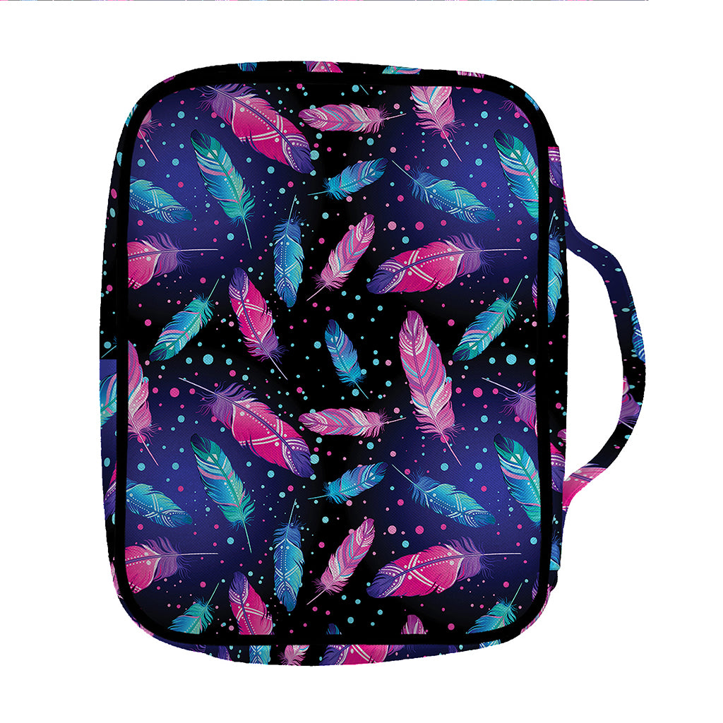 Native Feather Pattern Print Front Pocket Bible Bag