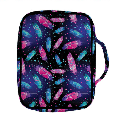 Native Feather Pattern Print Front Pocket Bible Bag