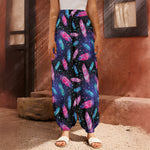 Native Feather Pattern Print Harem Pants