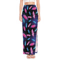 Native Feather Pattern Print High Slit Maxi Skirt