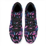 Native Feather Pattern Print High Top Leather Sneakers