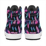 Native Feather Pattern Print High Top Leather Sneakers
