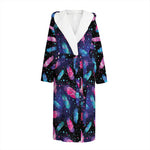 Native Feather Pattern Print Hooded Bathrobe