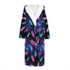 Native Feather Pattern Print Hooded Bathrobe