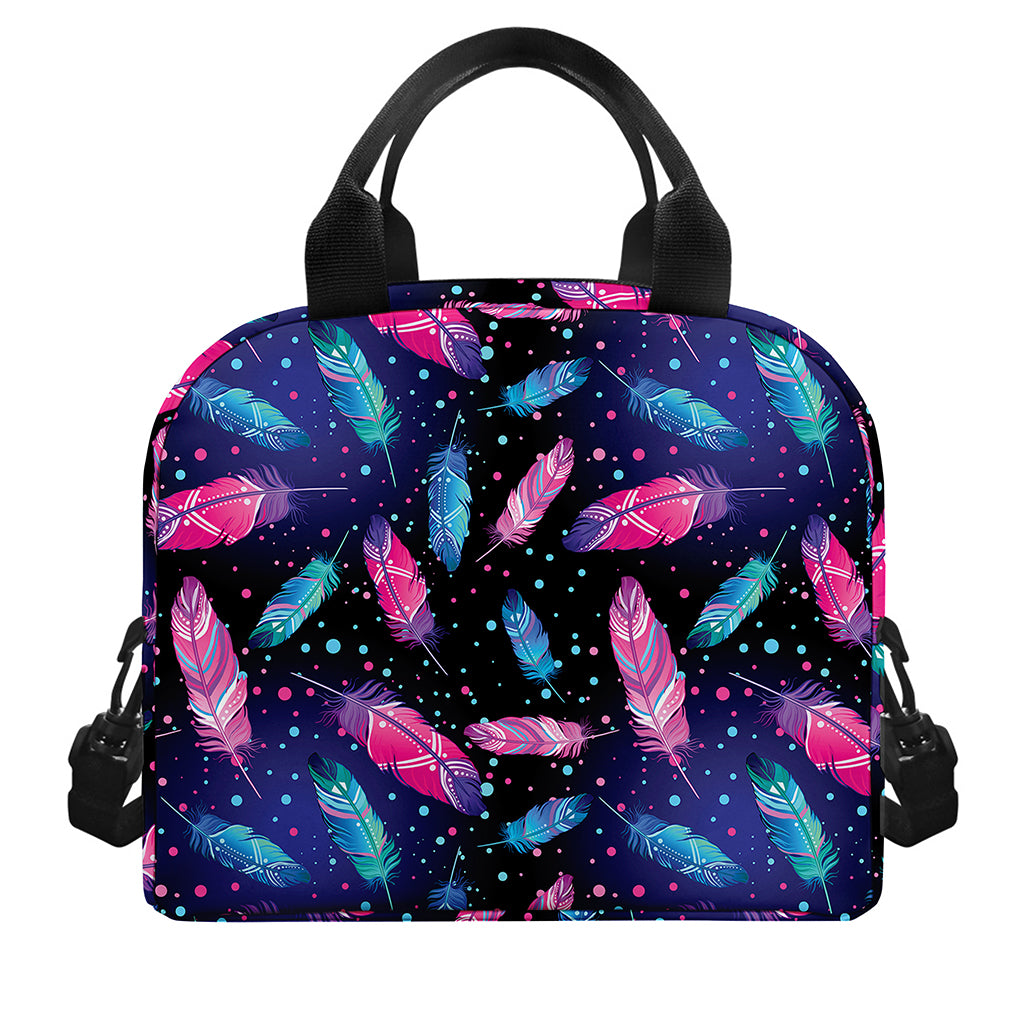 Native Feather Pattern Print Insulated Lunch Bag
