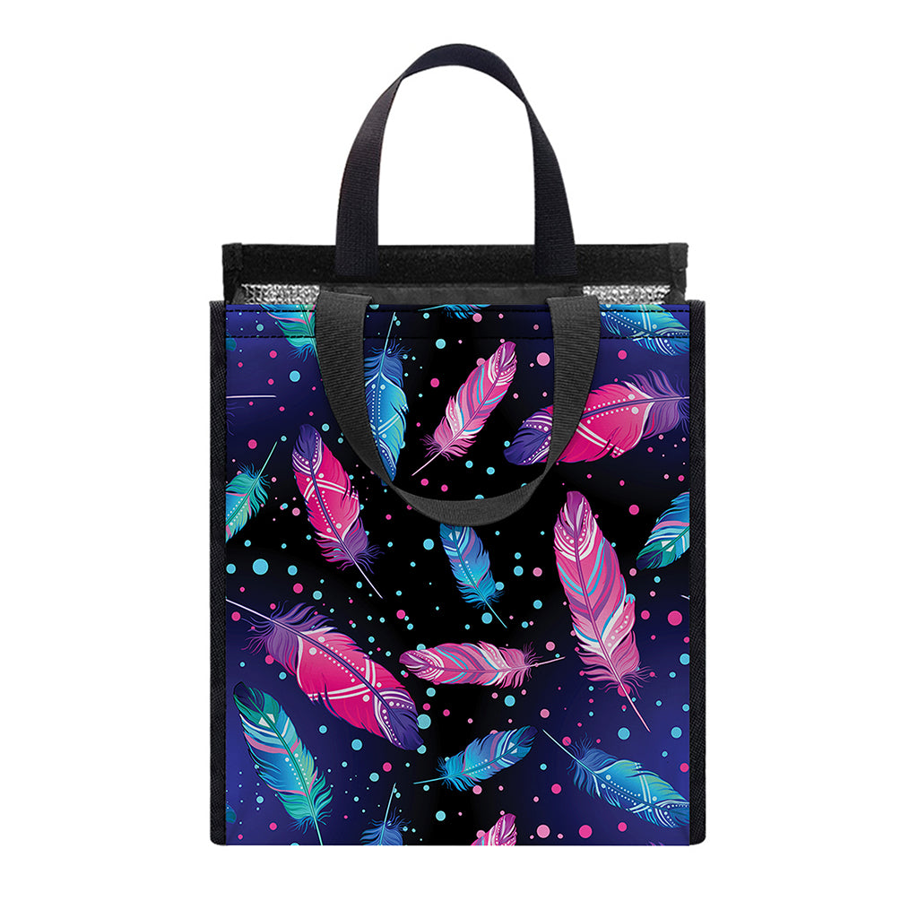 Native Feather Pattern Print Insulated Lunch Tote