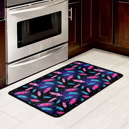 Native Feather Pattern Print Kitchen Mat