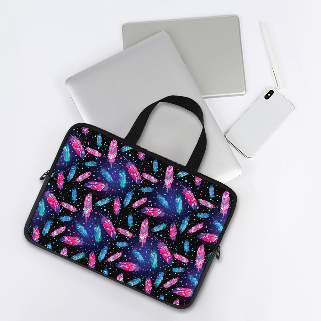 Native Feather Pattern Print Laptop Sleeve With Handle