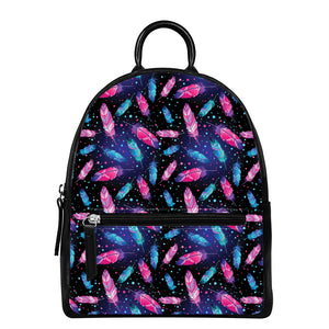 Native Feather Pattern Print Leather Backpack