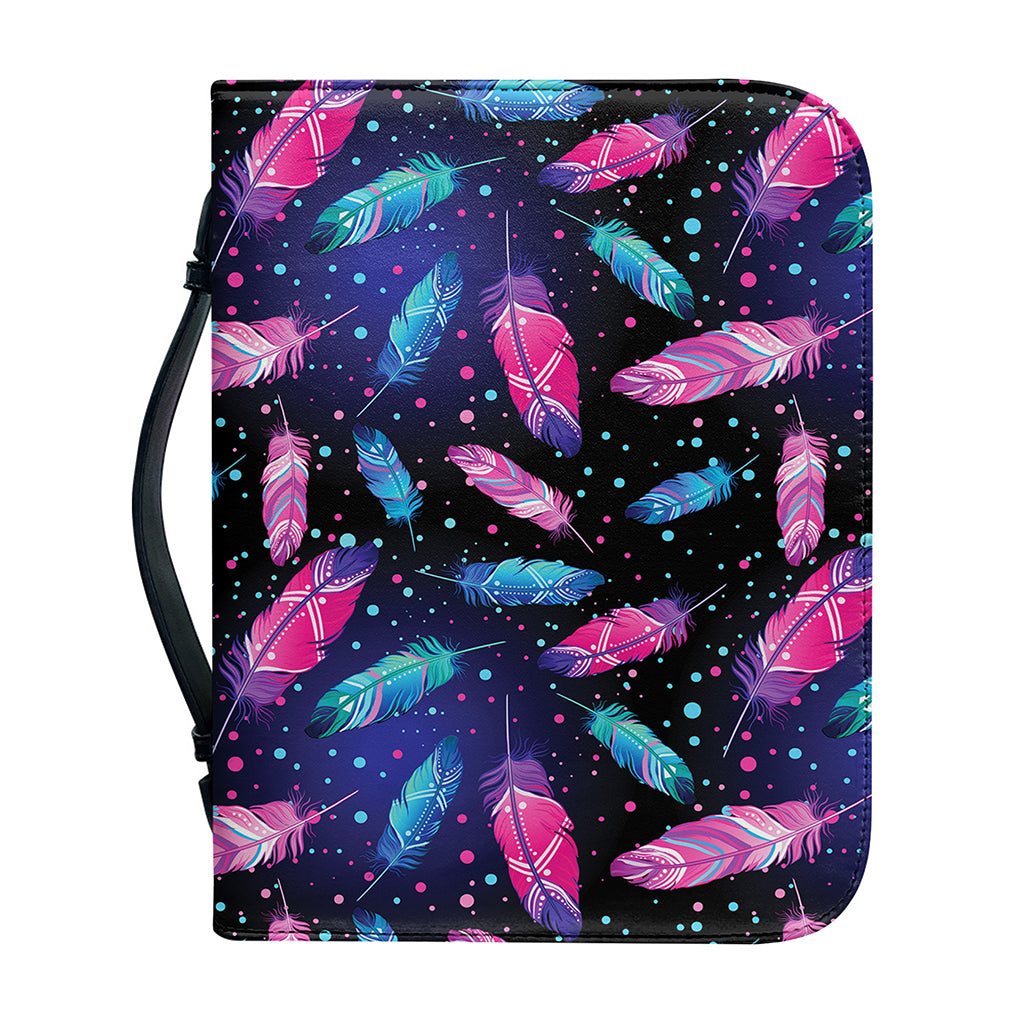 Native Feather Pattern Print Leather Bible Cover