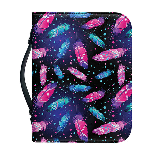 Native Feather Pattern Print Leather Bible Cover