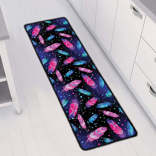 Native Feather Pattern Print Long Kitchen Mat