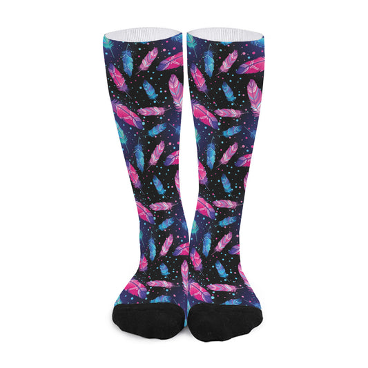 Native Feather Pattern Print Long Socks