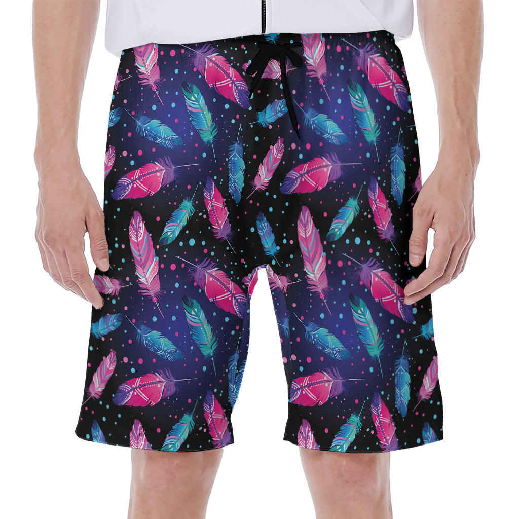 Native Feather Pattern Print Men's Beach Shorts