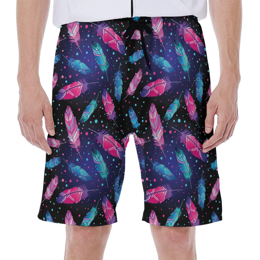 Native Feather Pattern Print Men's Beach Shorts