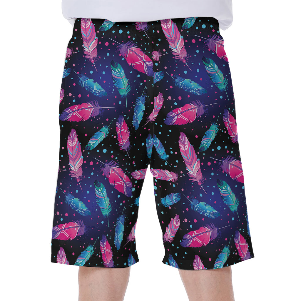 Native Feather Pattern Print Men's Beach Shorts