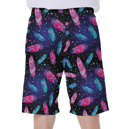 Native Feather Pattern Print Men's Beach Shorts