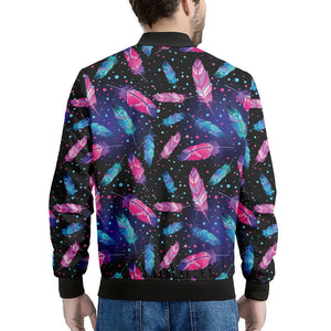 Native Feather Pattern Print Men's Bomber Jacket