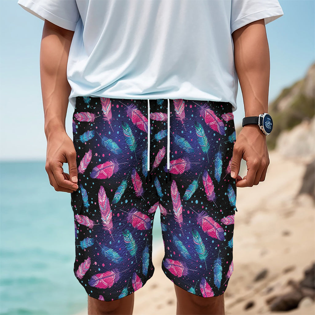 Native Feather Pattern Print Men's Cargo Shorts