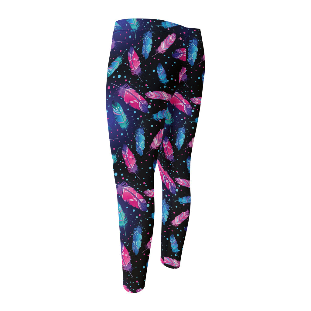 Native Feather Pattern Print Men's Compression Pants