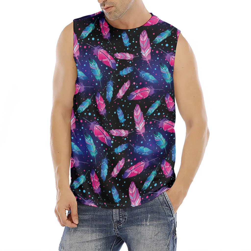 Native Feather Pattern Print Men's Fitness Tank Top