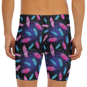 Native Feather Pattern Print Men's Long Boxer Briefs