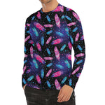 Native Feather Pattern Print Men's Long Sleeve Rash Guard