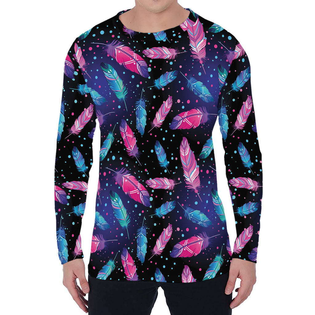 Native Feather Pattern Print Men's Long Sleeve T-Shirt