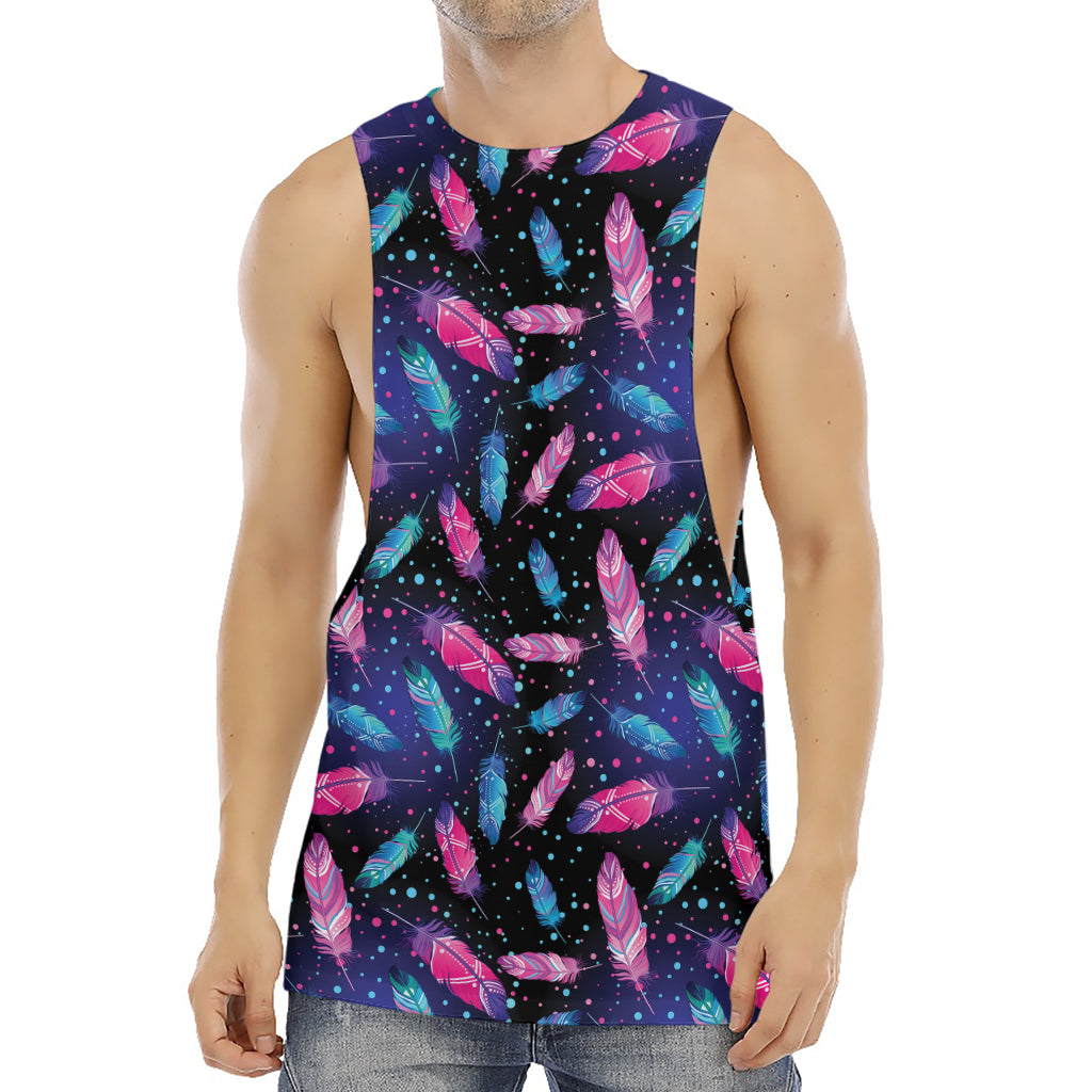 Native Feather Pattern Print Men's Muscle Tank Top