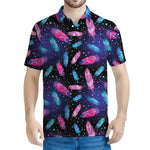 Native Feather Pattern Print Men's Polo Shirt