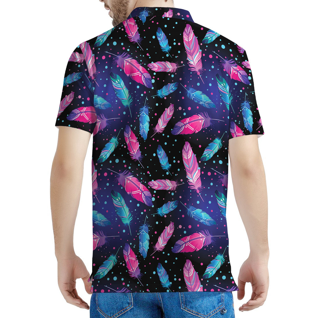 Native Feather Pattern Print Men's Polo Shirt